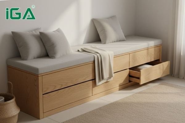 ghế băng dài có ngăn kéo