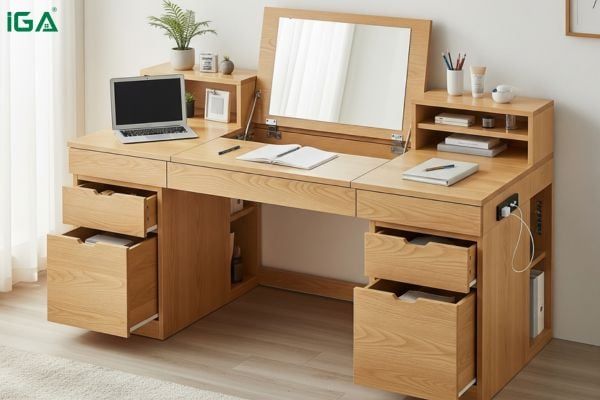bàn trang điểm tích hợp bàn làm việc