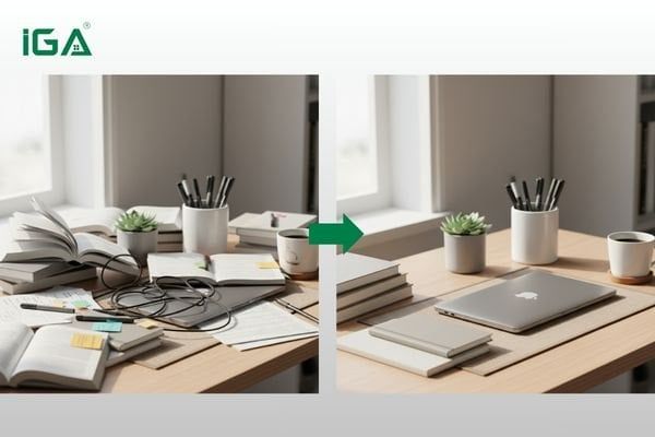 cách sắp xếp bàn học gọn gàng