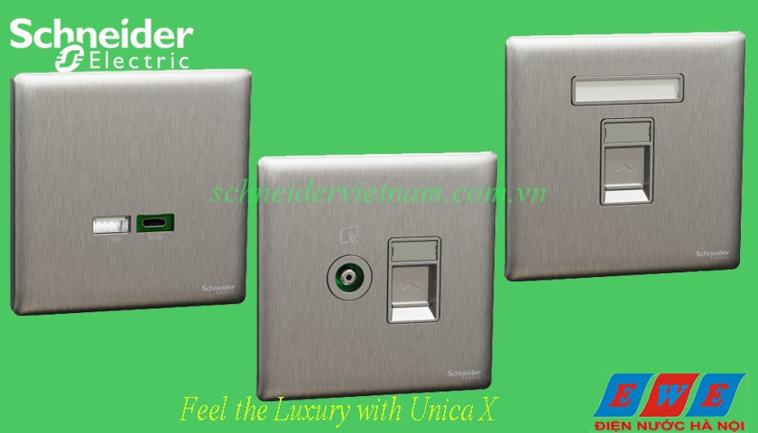 Báo giá ổ cắm truyền thông Schneider Unica X USB, Cat5 6, TV