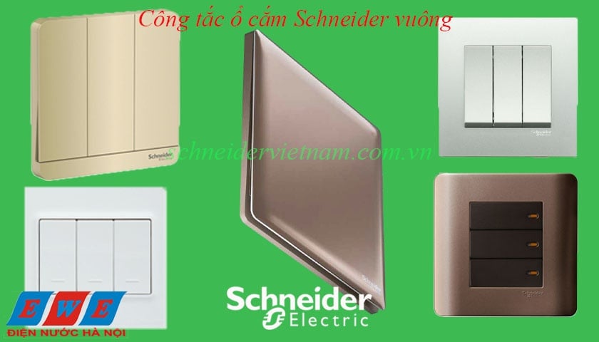 Công tắc ổ cắm Schneider vuông thiết kế nguyên khối bền bỉ