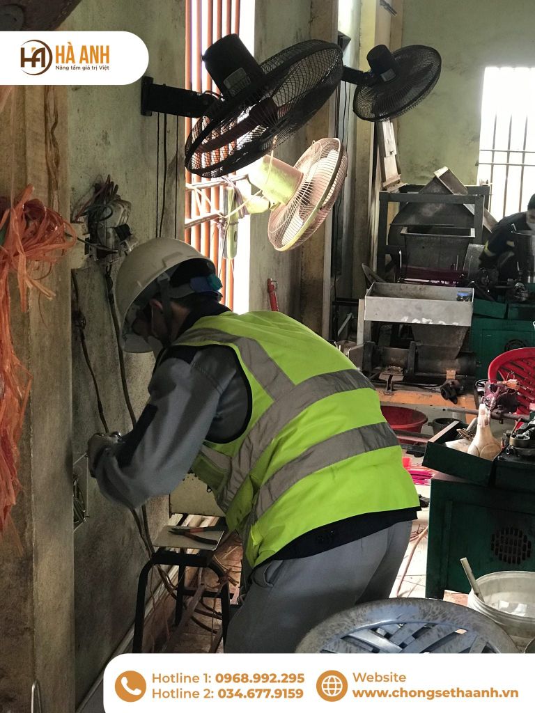 Tiếp địa an toàn điện xưởng sản xuất hương tại Đức Nhân Đường