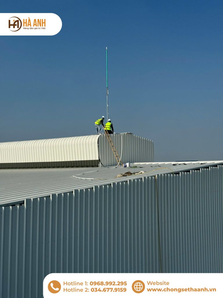 Thi công chống sét trực tiếp tại Nhà máy Thép Nhật Quang Phố Nối A Hưng Yên