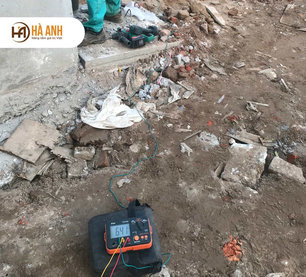 Đo điện trở đất dưới 10 ohm sau khi hoàn thiện hệ thống chống sét ngân hàng
