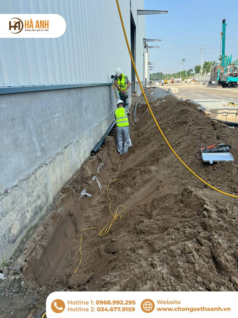 Bãi tiếp địa chống sét đạt chuẩn dưới 10 ohm tại Nhà máy Thép Nhật Quang Hưng Yên