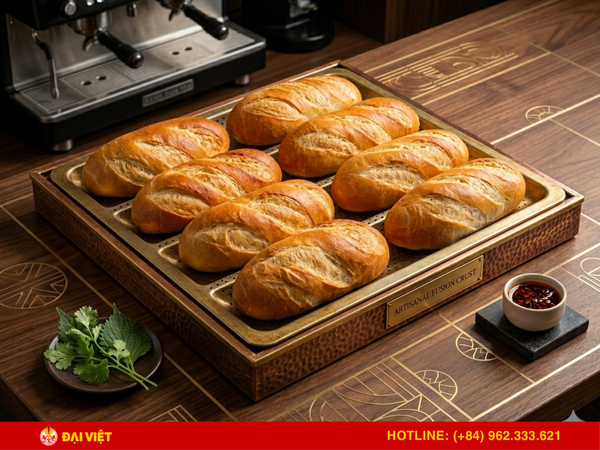 Bánh mì được các đầu bếp nướng thơm lừng, giòn xốp