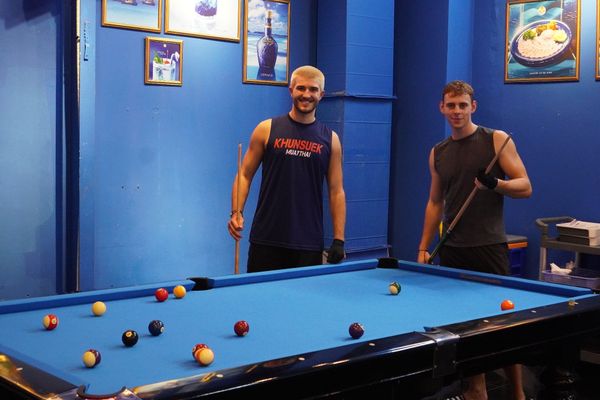 Billiard table in the lobby of Dai Viet restaurant.