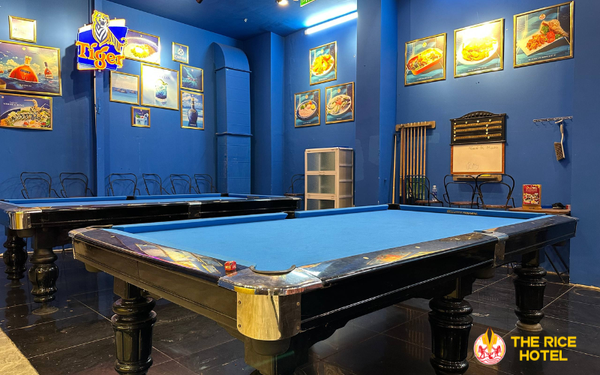 Billiard table in the lobby of The Rice Hotel, Gio Bien Dai Viet branch