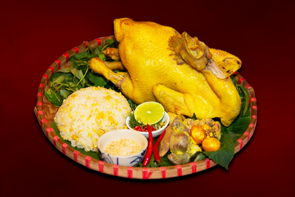 Steamed fat hen chicken with lime leaves