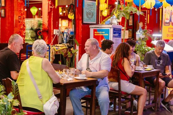 The restaurant is decorated in a distinctly Vietnamese style