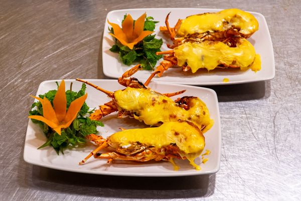 Baked Spiny Lobster with Cheese
