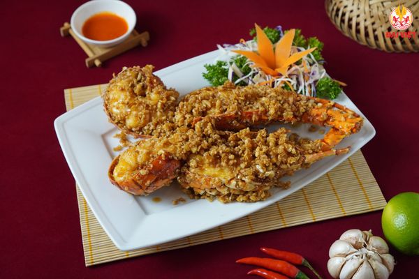 The butter-garlic grilled spiny lobster