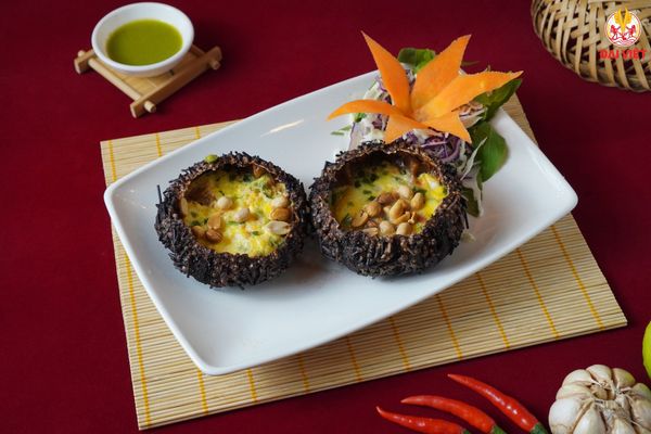 Grilled Sea Urchin with Quail Eggs