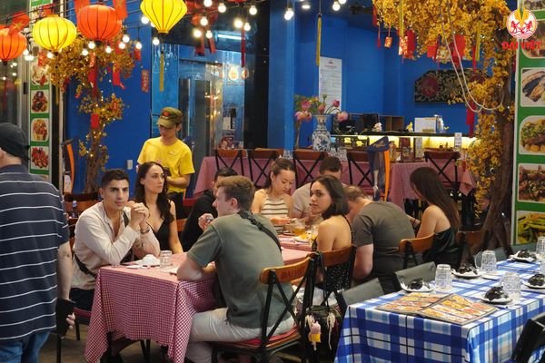 The restaurant has a spacious and airy atmosphere