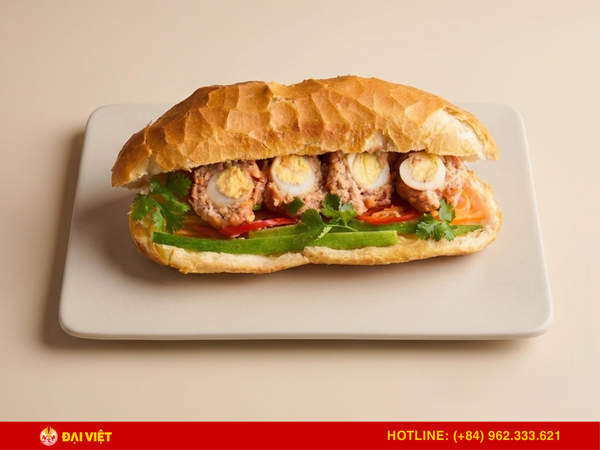 Bánh mì xíu mại và trứng cút