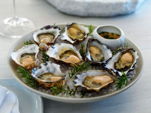 oysters with scallion oil
