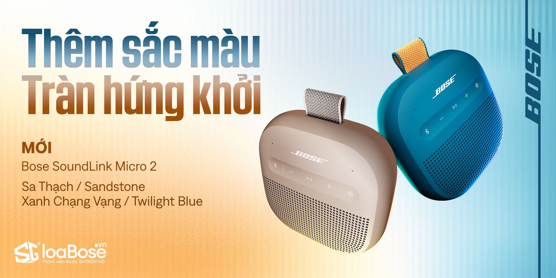 Loa Bluetoth di động Bose SoundLink Micro 2 ra mắt 2 phiên bản màu Xanh Chạng Vạng (Twilight Blue) & Sa Thạch (SandStone)