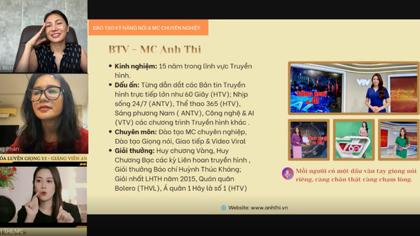 trải nghiệm buổi học thử miễn phí khi đăng ký học luyện giọng online cùng MC Anh Thi