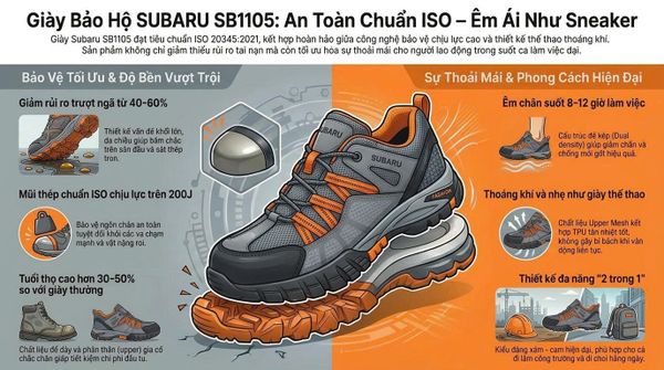 Giày bảo hộ Subaru Sb 1105 đạt tiêu chuẩn ISO cho doanh nghiệp