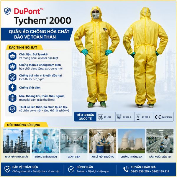 Quần áo chống hóa chất DuPont Tychem 2000