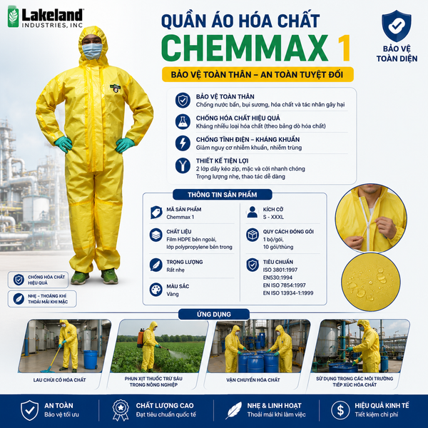 Quần áo chống hóa chất Lakeland ChemMax 1