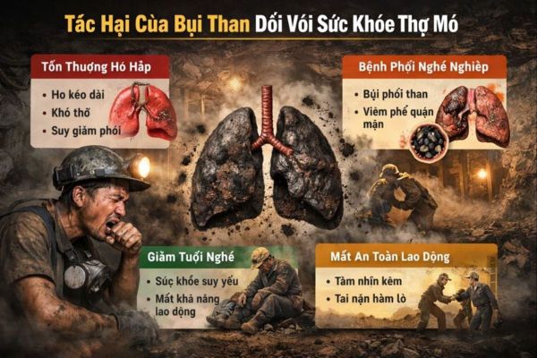 Tác hại của bụi than đối với sức khỏe của thợ mỏ