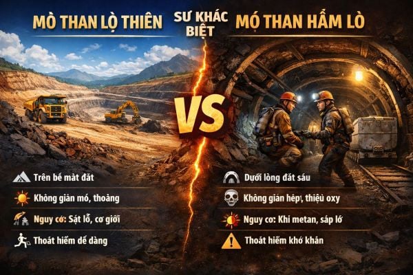So Sánh Sự Khác Nhau Giữa Mỏ Than Lộ Thiên Và Hầm Lò