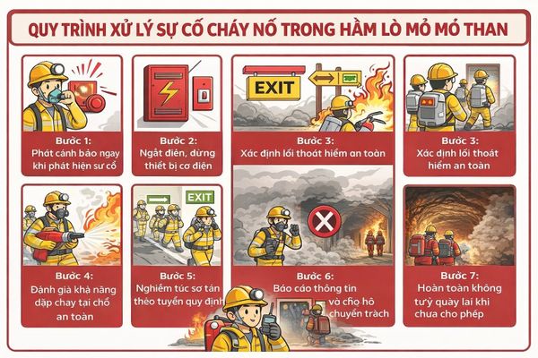 Quy trình xử lý sự cố cháy nổ tại mỏ than Quảng Ninh