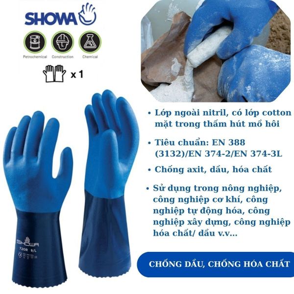Găng tay chống hóa chất Showa 720 tại Quảng Ninh