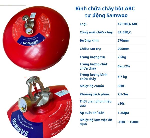 Bình chữa cháy bột ABC Samwoo tự động
