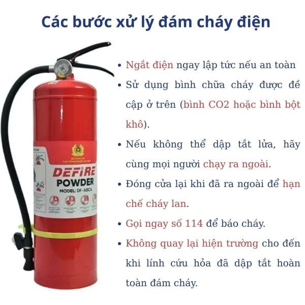 Các bước xử lý đám cháy điện