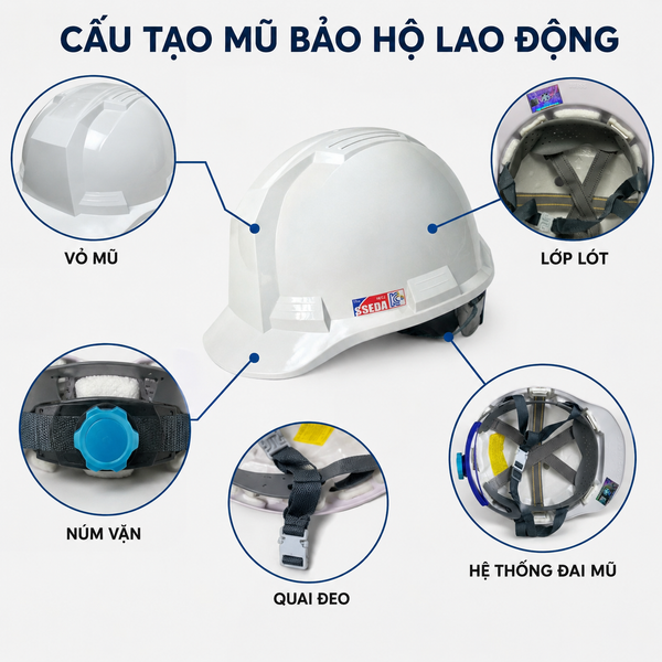 Cấu tạo mũ bảo hộ lao động đạt tiêu chuẩn