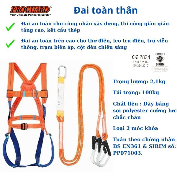 Đai an toàn toàn thân Proguard chính hãng