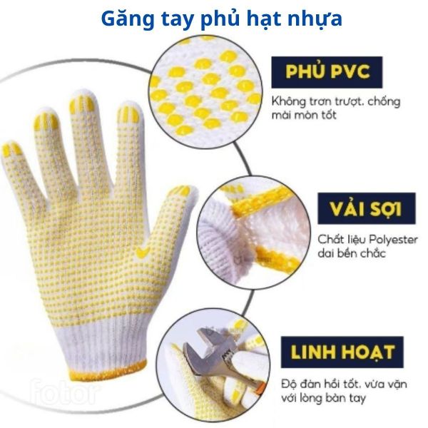 Tổng kho găng tay sợi len phủ hạt nhựa tại Quảng Ninh