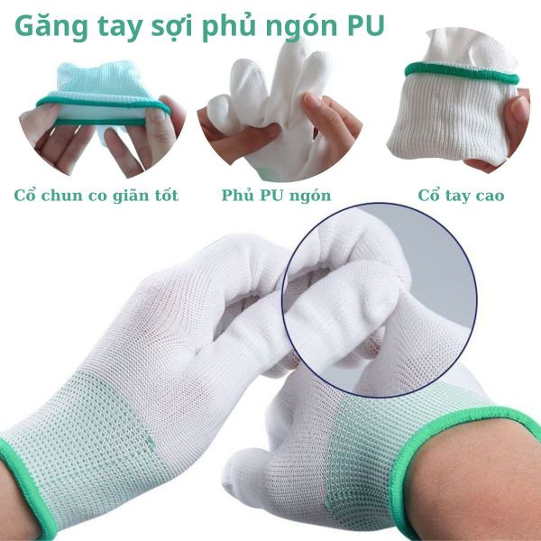 Găng tay sợi phủ PU chống tĩnh điện phòng sạch