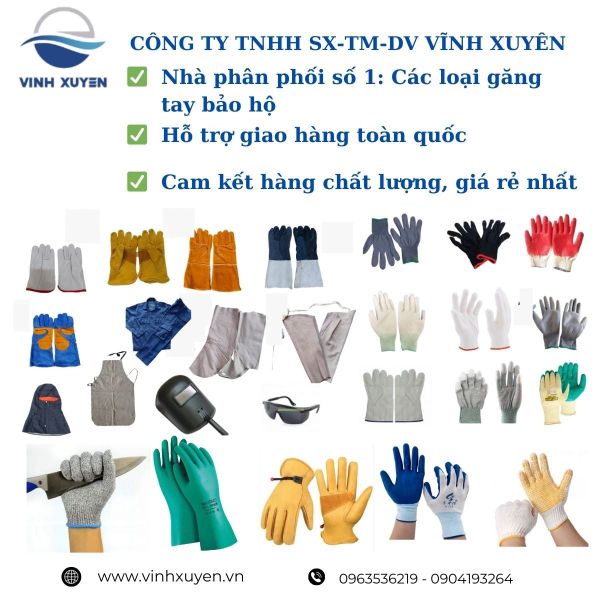 Các loại găng tay bảo hộ sẵn kho Vĩnh Xuyên - An Lão Hải Phòng