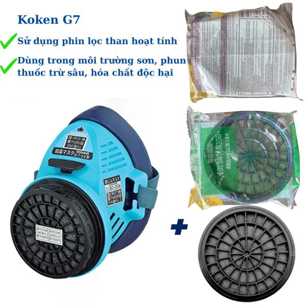 Phin lọc than hoạt tính Koken G7 dùng trong mặt nạ phòng độc Koken G7