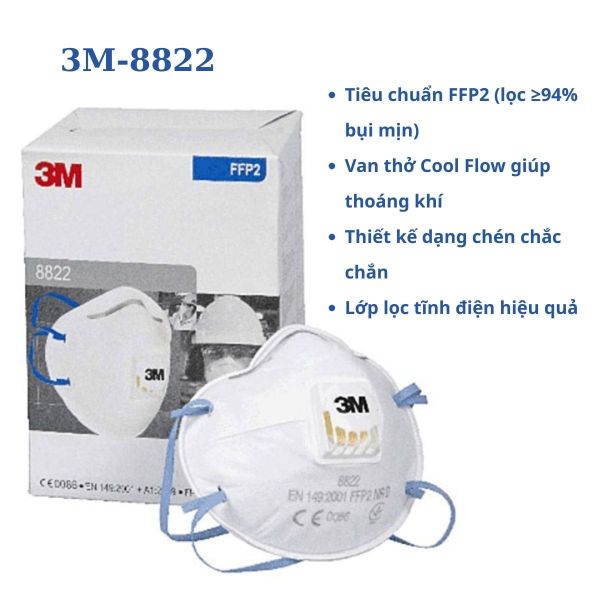 Khẩu trang 3M 8822 lọc bụi có van thở