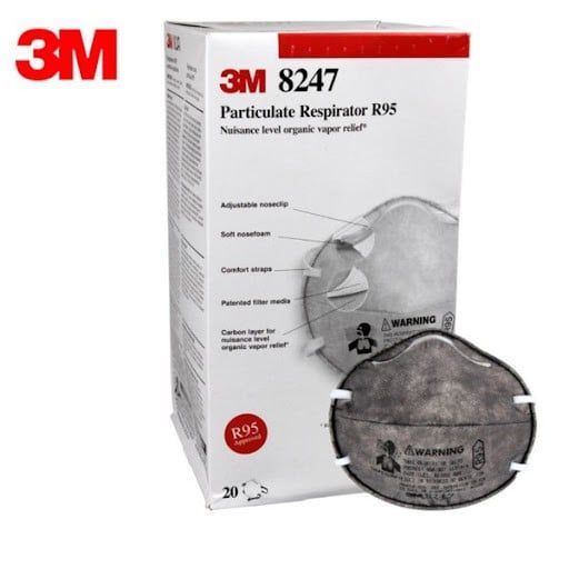 Khẩu trang 3M 8247 tiêu chuẩn NIOSH R95 chống được cả bụi gốc dầu
