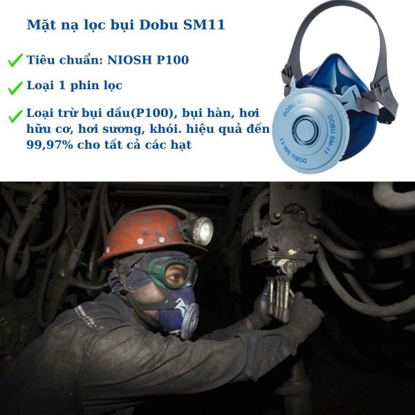 Mặt nạ Dobu SM 11 chính hãng cho thợ mỏ Quảng Ninh
