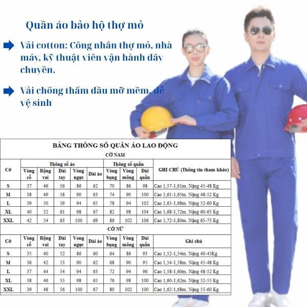 May đo quần áo thợ mỏ theo yêu cầu