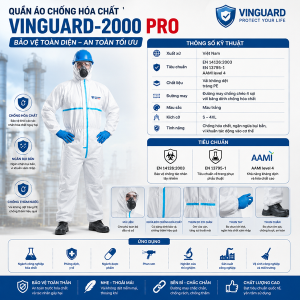 Quần áo chống hóa chất Vinguard-2000 Pro