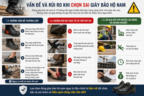 Những rủi ro khi chọn sai giày bảo hộ nam