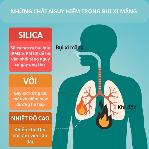 Những chất độc hại từ bụi xi măng