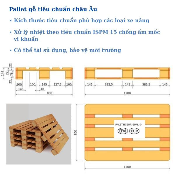 Kích thước Pallet Container theo tiêu chuẩn châu Âu