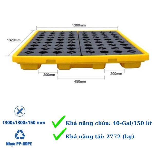 Pallet chống tràn dầu loại 4 phuy tải trọng lớn