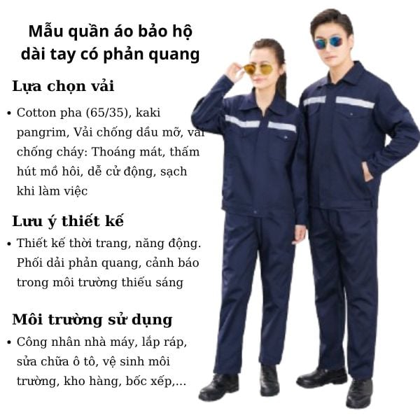 Mẫu quần áo bảo hộ may đo dài tay có phải quang