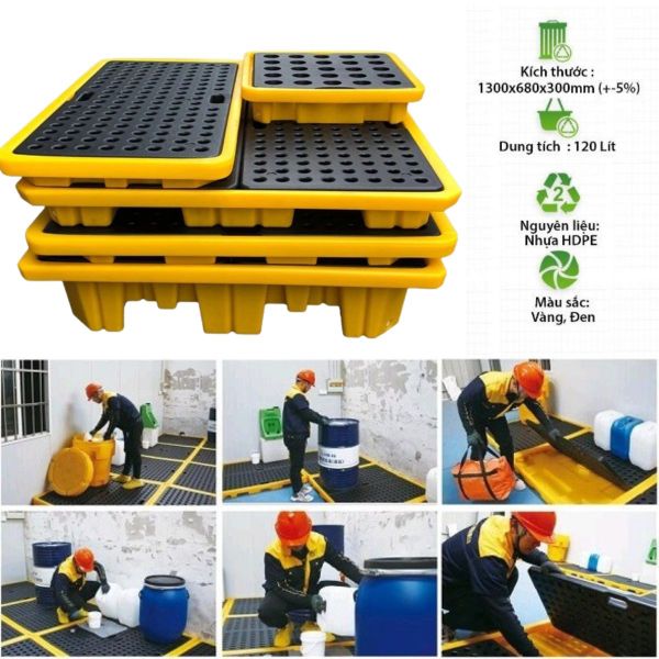 Pallet chống tràn dầu làm từ nhựa HDPE