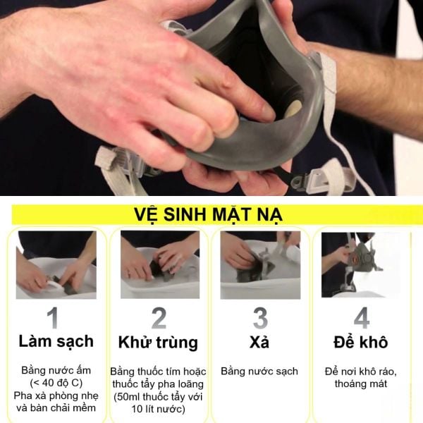 Cách vệ sinh mặt nạ phòng độc nửa mặt 3M 6100