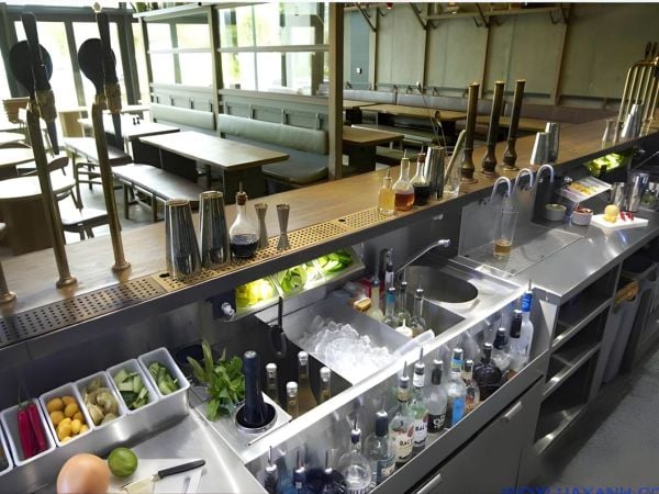 setup quầy pha chế inox